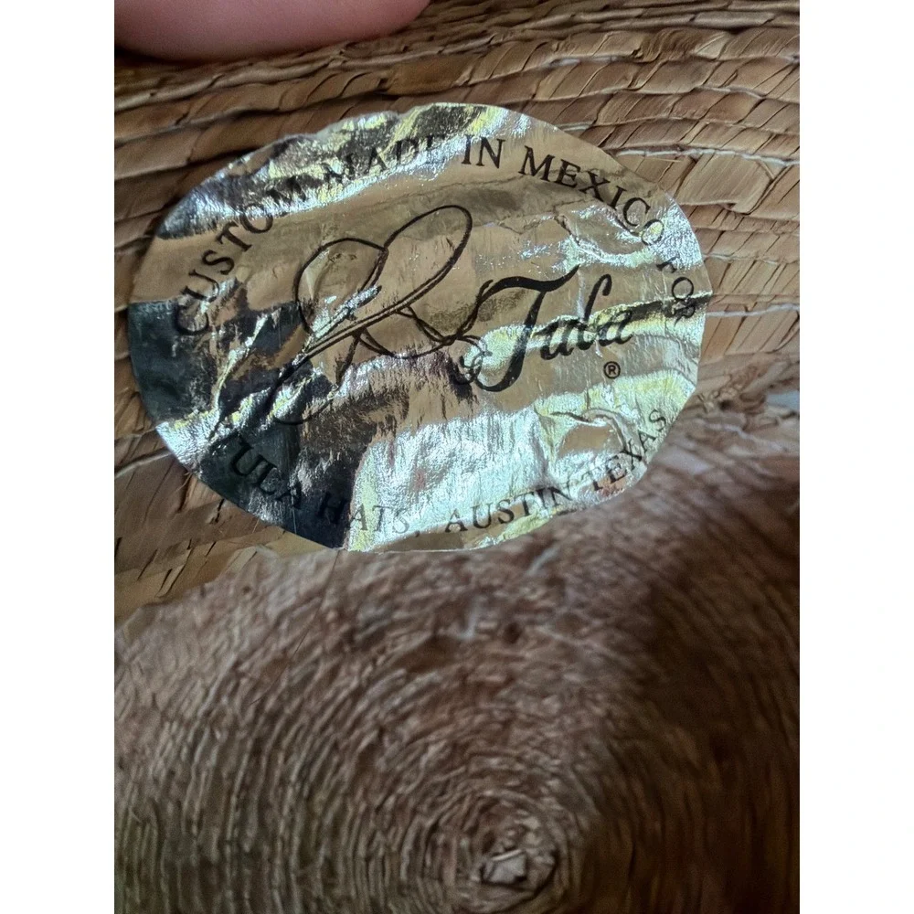 Tula Sun Hat Tan Woven Palm Straw Wide Brim Ventilated Chin Strap Mexico Made